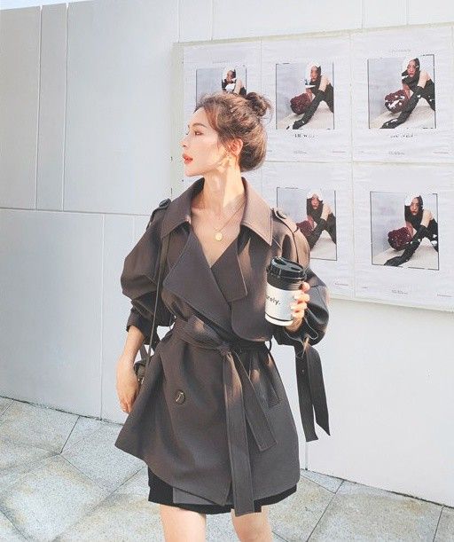 人気新作トレンチコート ショートとレディース トレンチ ショートコート 春 秋 アウター シンプル きれいめ カジュアル ウエストマーク 通勤 ウエストベルト スプリ