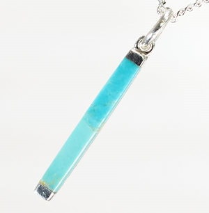 0.85ct 天然 ターコイズ ネックレス トルコ石 バー 上品 デザイン 刻印あ