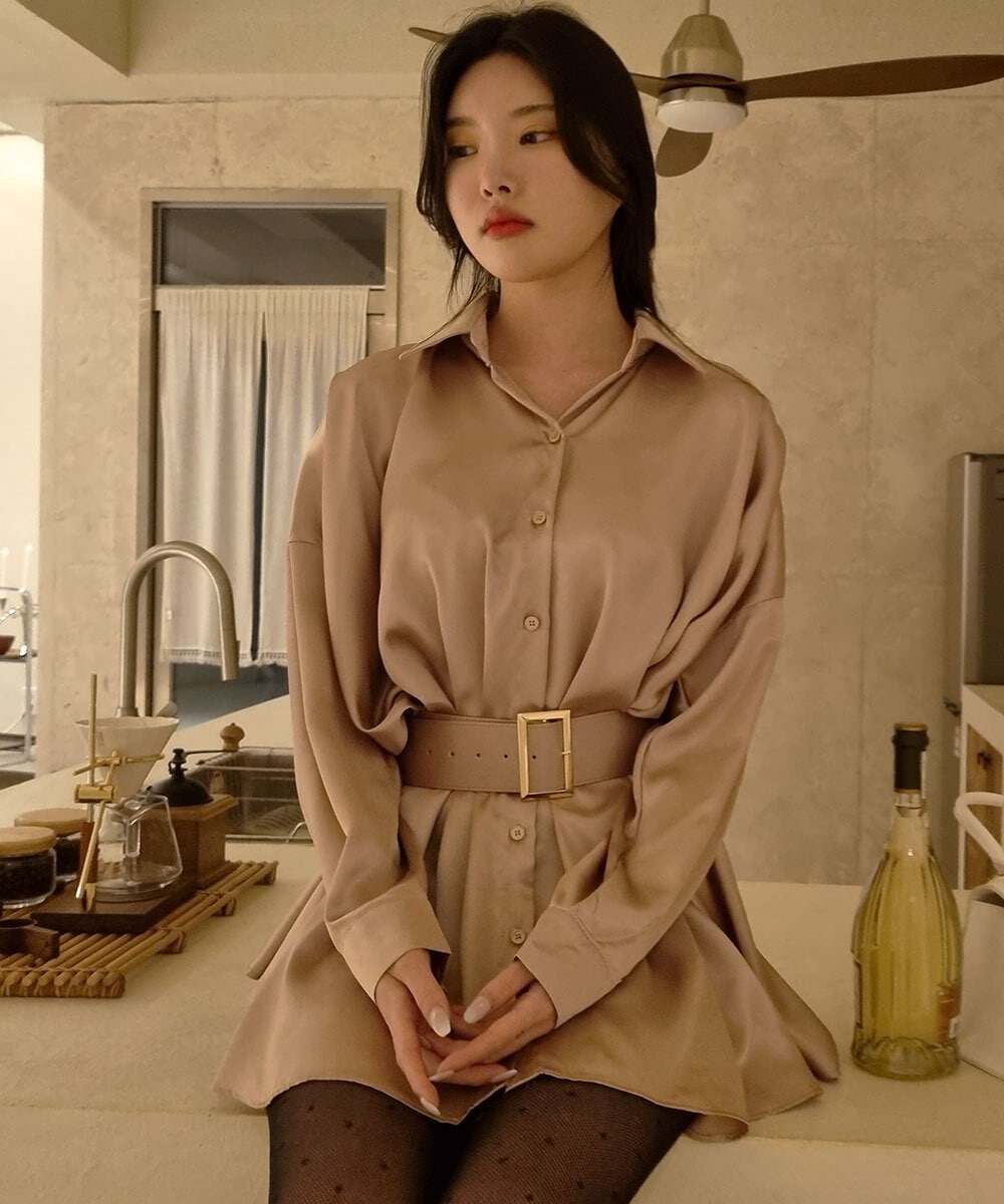 ジュピ サテン ミニワンピース(ベルトセット)