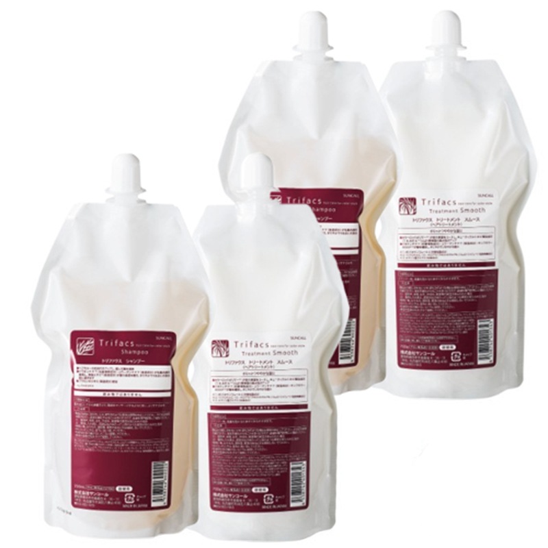 トリファクス シャンプー 700mL ×2個 + トリートメント スムース 700g ×2個 セット 詰め替え 保湿 さらさら サラサラ カラー 長持ち 海藻エキス 保湿