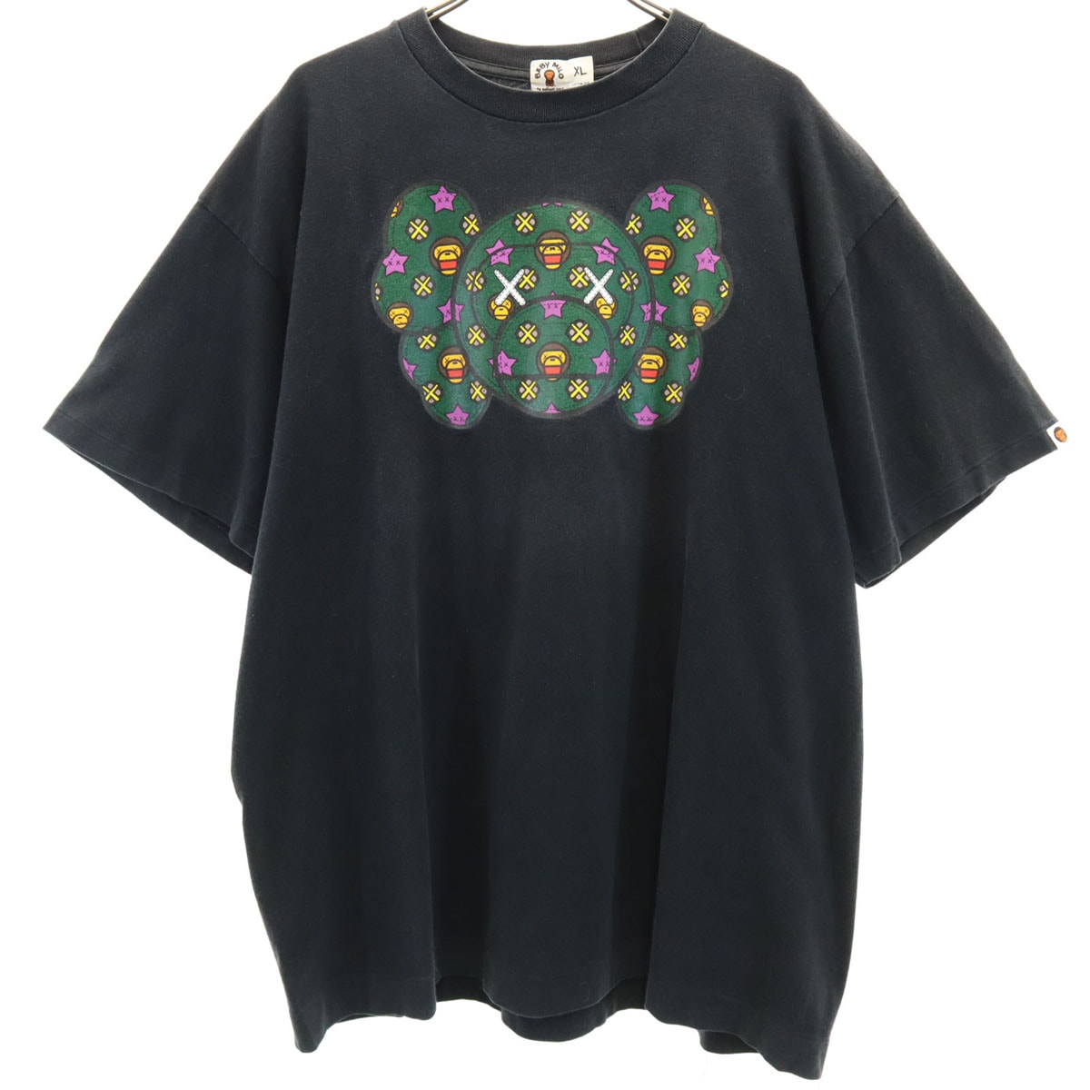 BABY MILO A BATHING APE ベイビーミロ アベイシングエイプ KAWS カウズ コラボ 半袖 Tシャツ XL ブラック メンズ 古着
