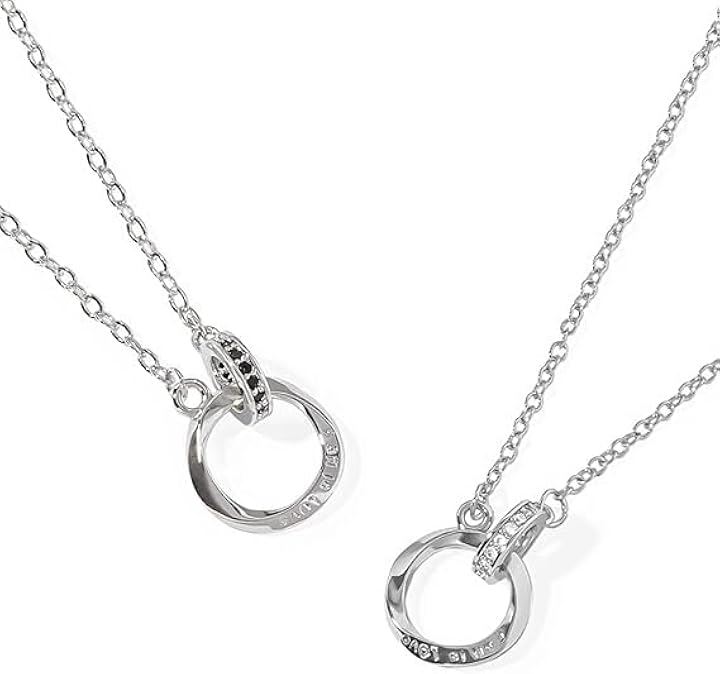 ペア ネックレス カップル メンズ レディース リング ジュエリー ハート プレゼント ケース 紙袋 付きプラチナ ブラックジルコニア+シルバー シルバー＋リング型