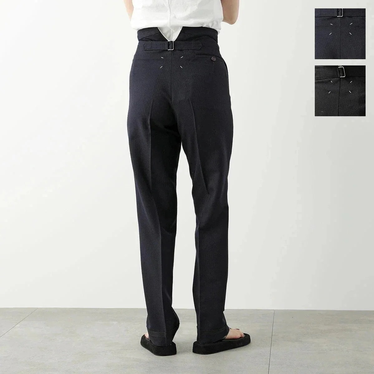 MAISON MARGIELA 4 14 メゾンマルジェラ トラウザーズパンツ SI0KA0005 S60307 レディース ヘリボーンウールプリーツ バックベ】