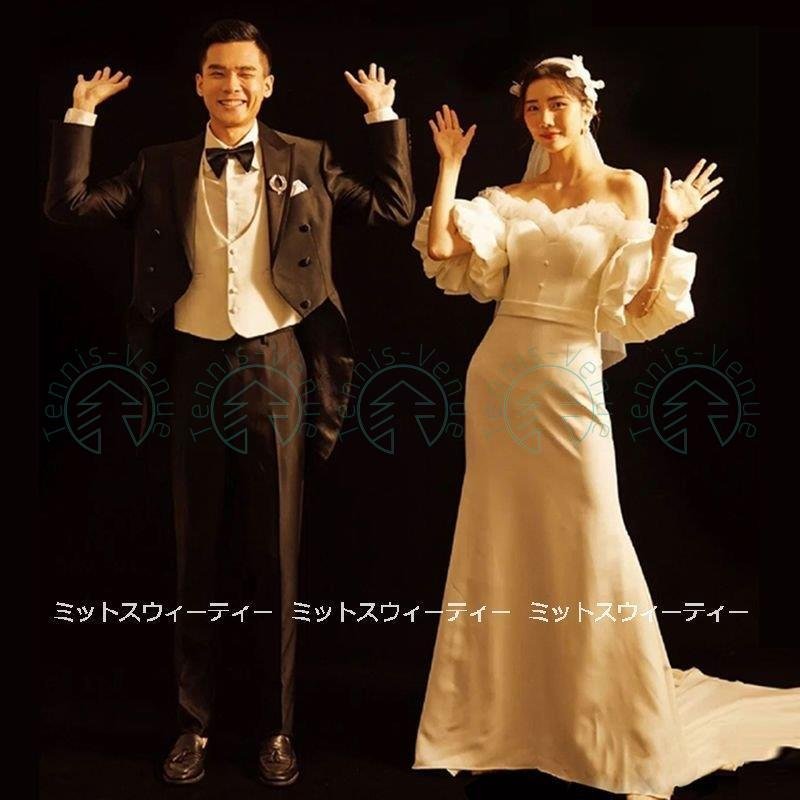 ウェディングドレス ウエディングドレス ロングドレス オフショルダー 結婚式 二次会 花嫁 前撮りド