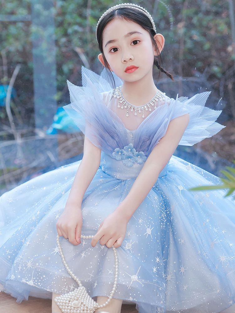 女の子ホスト イブニング ドレス プリンセス スカート 子供ドレス ウェディング フラワー ガール キャットウォーク コスム 夏