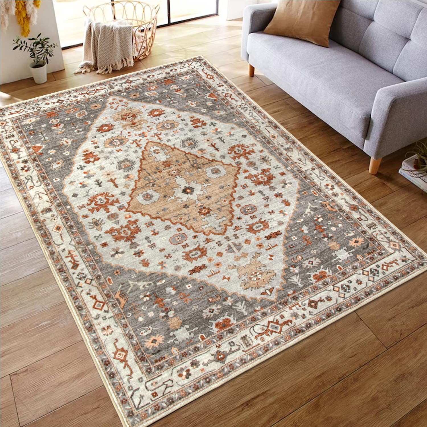 HAOCOO ラグ カーペット 洗える 140×200cm オールシーズン適用 絨毯 エスニック風 ラグマット 1.5畳 ふわふわ おしゃれ 滑り止め 低反発 防ダニ 防臭 軽量 防音マット 室内用