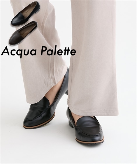 フラット アーモンドトゥローファーシューズ ワイズ４E 防水・防滑 ACQUA PALETTE アクアパレット