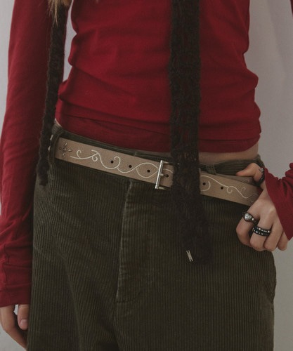 NFF suede stitch belt beige スエードステッチベルト ベージュ 韓国ファッション ベルト