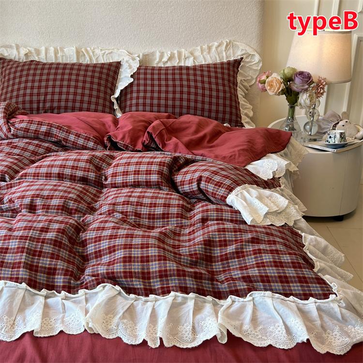 【赤字開催】チェック柄 ベッドカバー 4点セット シングルセット 和式洋式 掛け布団カバー 敷き布団カバー 枕カバー ベッドシーツ 布団カバーセット 抗菌加工 ふとんカバー