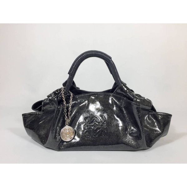 ハンドバッグ ナッパアイレ レザー ブラックパープル