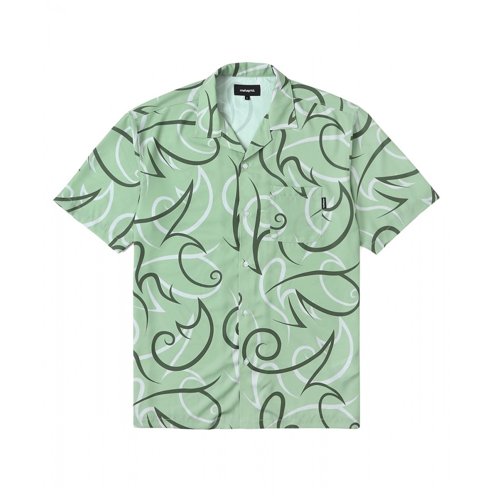 マハグリッドトライバルオープンカラーシャツオリーブ (MG2BSMW371A)