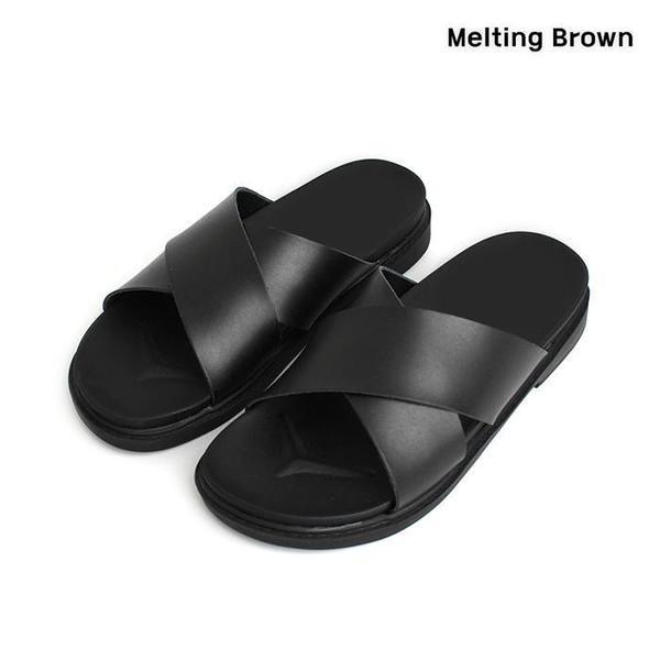 男性カジュアル牛革Xストラップスリッパ