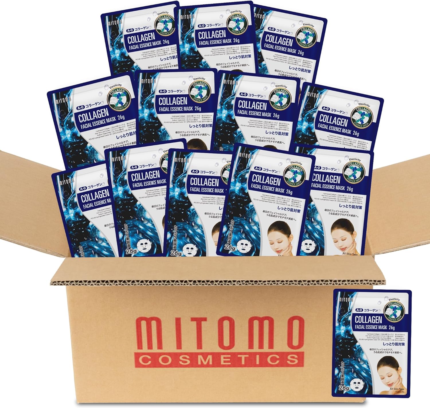 日本製 コラーゲン 保湿 弾力 シートマスク/100枚x1セット＝100枚/美容液/スキンケア 潤いマスクパック[MTSS00516-A-0x010]