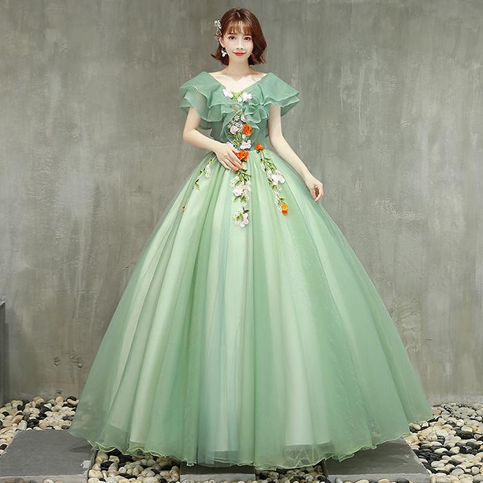 【即日発送】【赤字覚悟】演奏会用カラードレス 袖あり ロングドレス パーティードレス ウェディングドレス 二次会 ウエディングドレス コンサート 花嫁 プリンセスライン エンパイア 大きいサイズ小きい