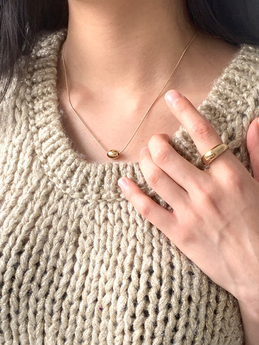 Qoo10 bean necklace 一粒ジュエリ
