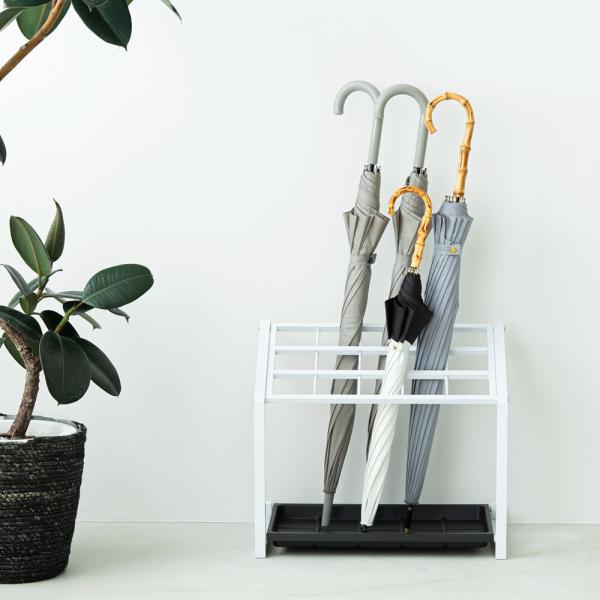 傘立て おしゃれ スリム 外置き アンブレラハンガー アンブレラスタンド コンパクト アイアン 木製 シンプル モノトーン 玄関ラック 15本