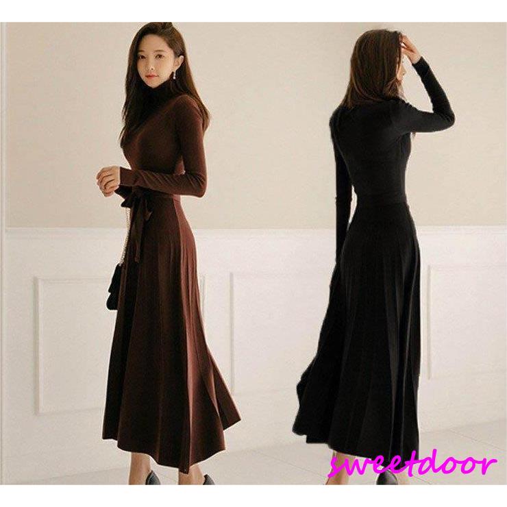 即納あり ロングワンピース レディース ニットワンピース 秋 冬 長袖 ロング丈 ドレス ハイネック タイト 結婚式 入学式 お呼ばれ 通勤 30代 40代 着痩せ