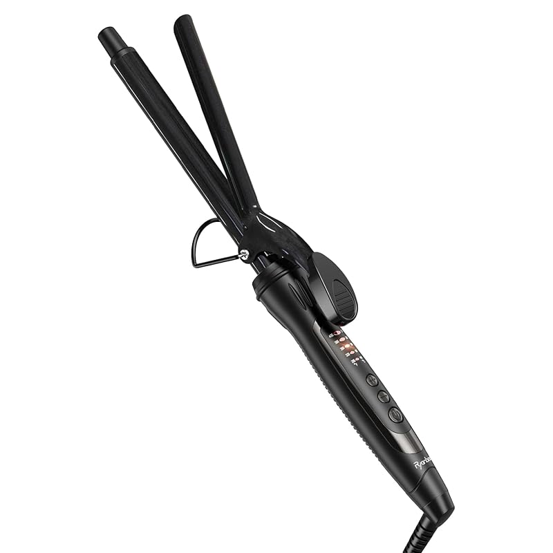 Ryanboo ヘアアイロン カールアイロン コテ 19mm カーリングアイロン 5段階温度調整 プロ仕様 MAX220℃ 海外対応(19mm, ブラック)