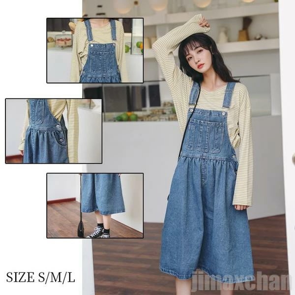 お手頃価格レディース デニムワンピース Aライン サロペット ワンピース サロペットスカート 調節可 ポケット オールインワン ジャンパースカート ミモレ丈 春夏秋冬 オールシーズン 5,171円