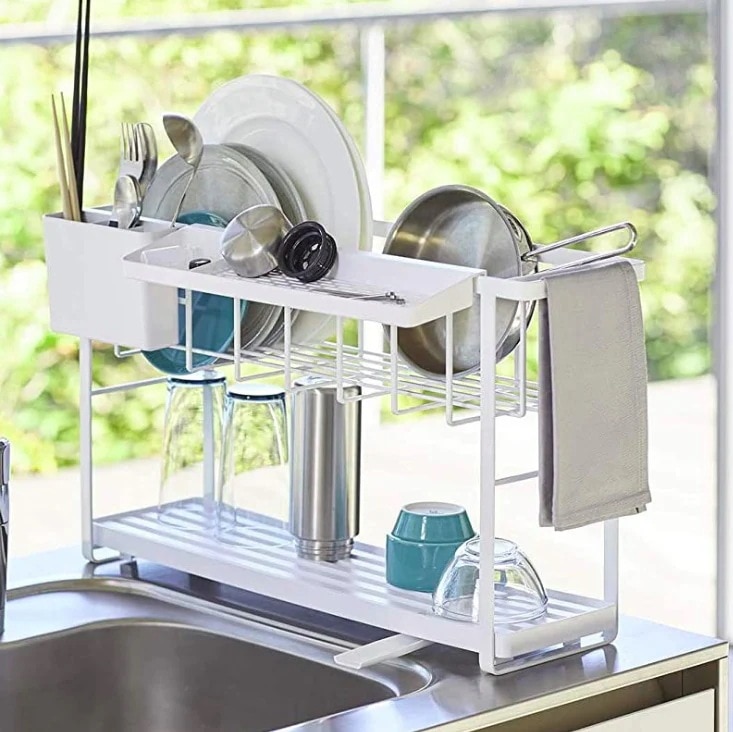 シンクサイド用水切りラック 食器・箸・スプーン収納棚 調理台収納スタンド