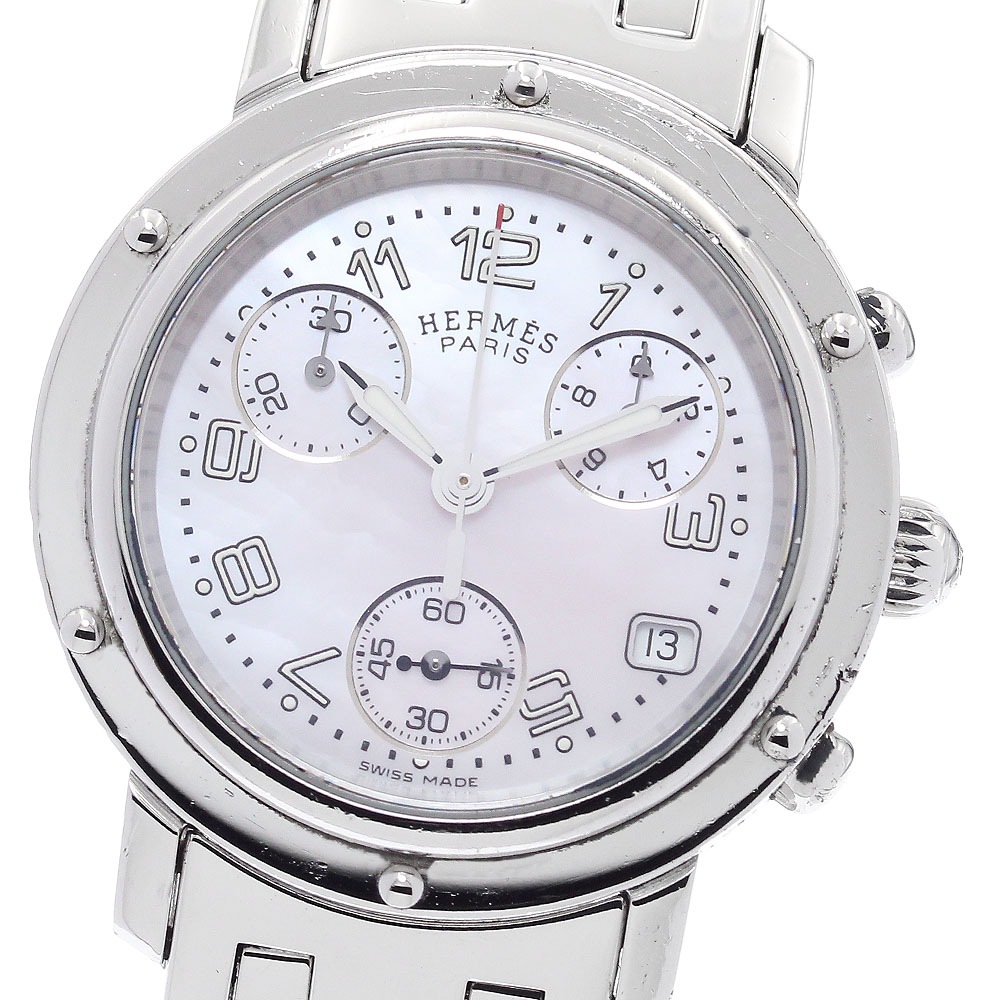 エルメス HERMES CL1.310 クリッパークロノ デイト クォーツ レディース _904920【中古】