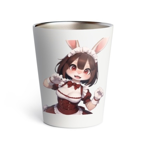 【文字入れ可能受注生産】ウサギの女の子　メイド　ケモナー　いっしょにあそぼ サーモタンブラー