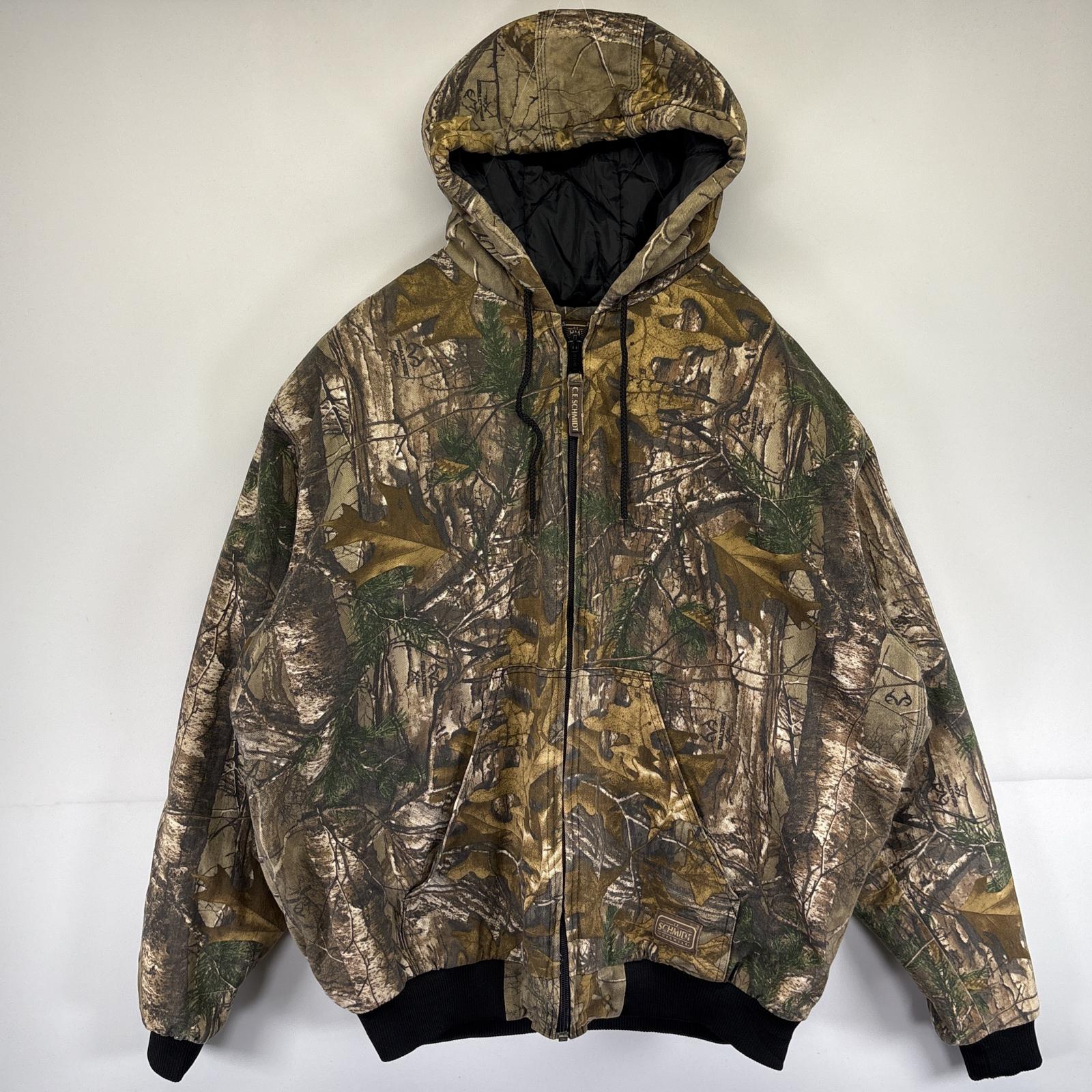古着 SCHMIDT ワークジャケット リアルツリーカモフラ パーカー 大きいサイズ 中綿 アクティブジャケット 2XL TALL ブラウン メンズ 8,514円