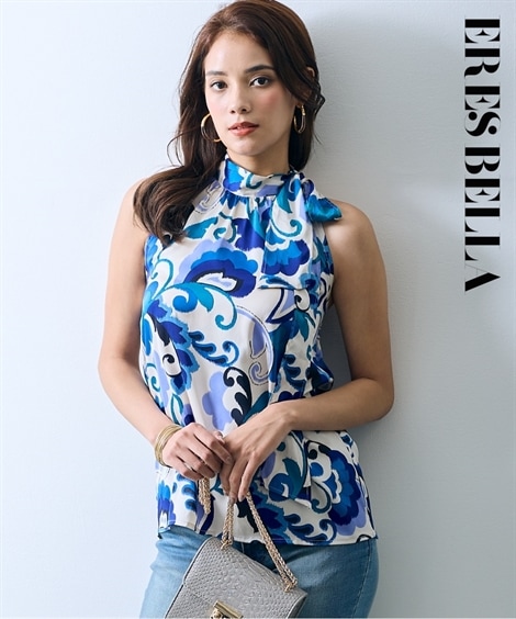 Tシャツカットソー アメリカンスリーブプリントトップス ERES BELLA