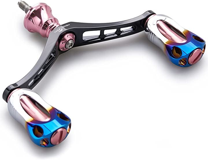 92mm リール ハンドル 22mm ノブ 搭載 シマノ ダイワ 通用 スピニングリール用 Aurora Series 桜ピンク＆ブラック(桜ピンク(ノブ)＆ブラック(ハンドル)) 7,619円