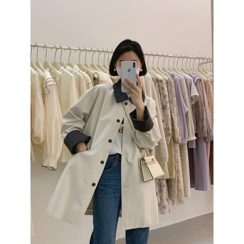 春秋の新スタイルウインドブレーカージャケットレディースミドル丈スタイル小さい和風韓国風今年おしゃれ高級気質