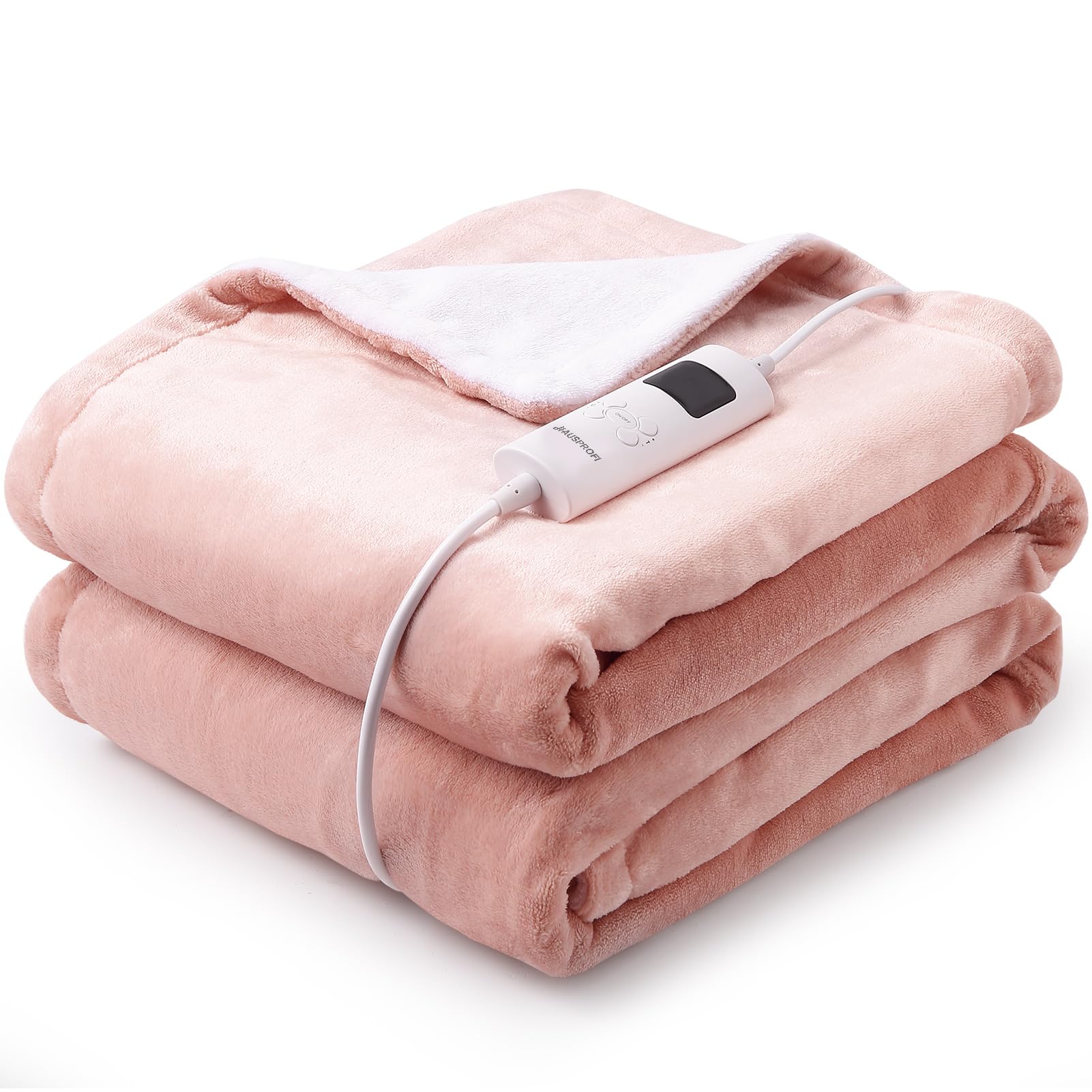 電気毛布 掛け敷き兼用 ひざ掛け 電気毛布掛け 電気ブランケット HAUSPROFI 180×130cm 1-9時間タイマー 9段階温度調整 10分速暖 フランネル素材 洗える ダニ退治 ふわふわ 膝