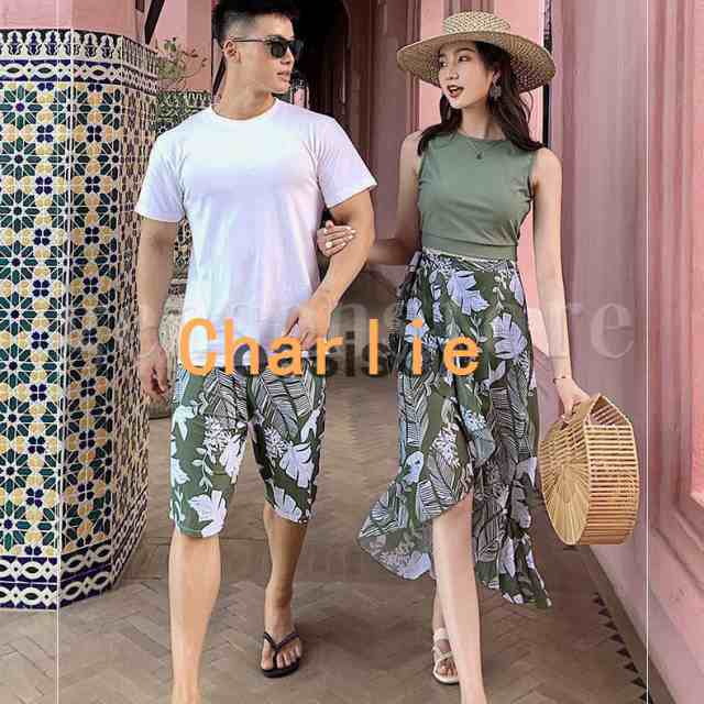 水着 ペアルック カップル お揃い メンズ水着 サーフパンツ 男性用 レディース タンキニ 3点セット 水着セット 夏 海 プール 夫婦 恋人 スイムウェア 旅行