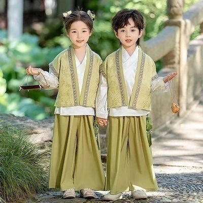 【2枚購入で100円OFF】幼稚園クラス制服女子3点セットナ 中国漢服男子民族古代衣装子供用唐中秋節パフォーマンス衣装 品質良い