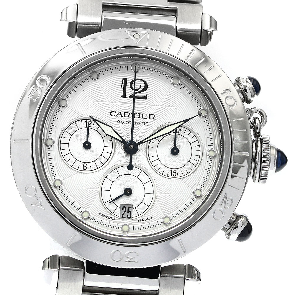 カルティエ CARTIER W31030H3 パシャ38ｍｍ クロノグラフ 自動巻き メンズ _879108【中古】