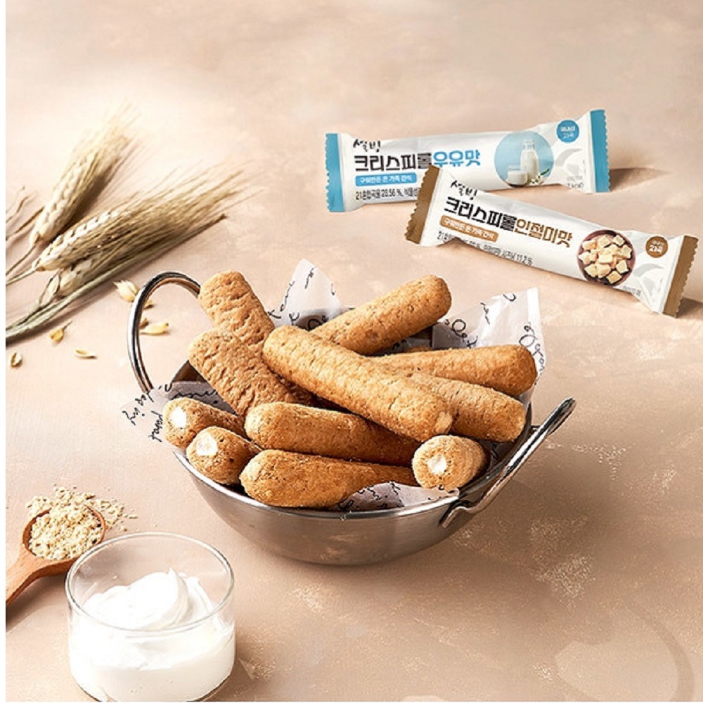 韓国-K MEAL-ソルビンクリスピーロール牛乳50個+きな粉餅50個 高所甘いきな粉餅クリームサク健康スナック 国産穀物-K FOOD