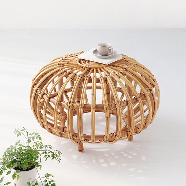 PASAR サイドテーブル スツール 64ラタン素材 直径61x高さ40cm CR0051