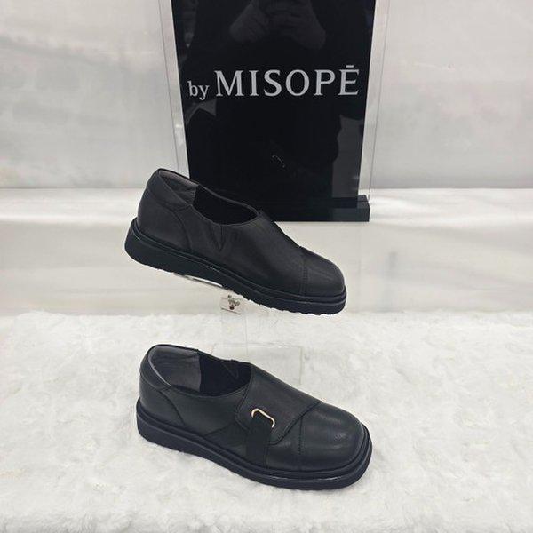 By 女性 三角 バンド ローファー 612HT493ST012 BLACK 2 JJ