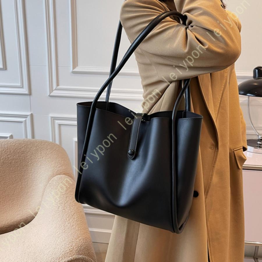 トートバッグ かばん レディース ビジネスバッグ A4収納 シンプル 通勤 合皮 オフィス 肩掛け 軽量 大容量 持ち手 カジュアル ママバッグ ボタン付き