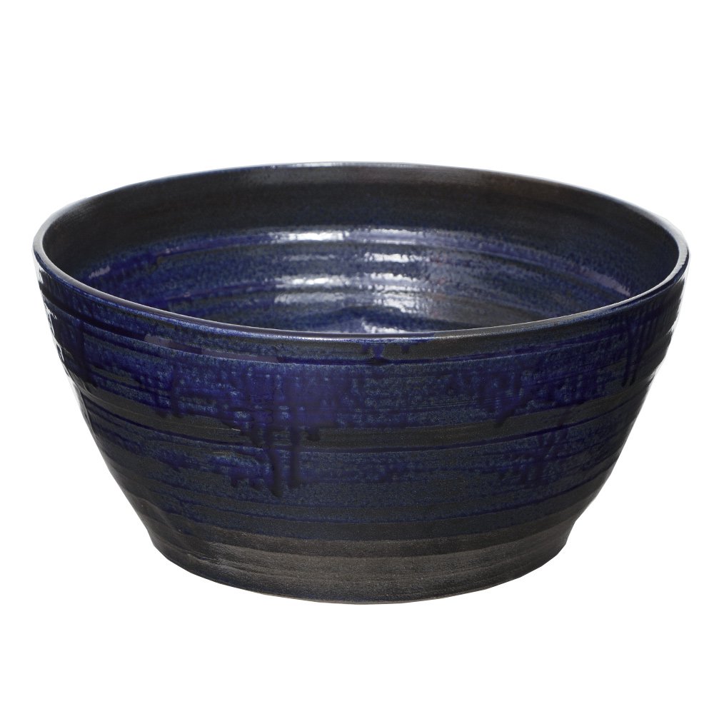 睡蓮鉢　国産　手作り睡蓮鉢　益子焼　彩（ＳＡＩ）　小碗型　古信楽　青　直径約４０ｃｍ　ビオトープ　ＣＲＣ90―06―20―00―00