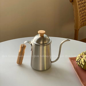 ヴィンテージ木製ハンドルコーヒーポットステンレス鋼コーヒーポットケトル