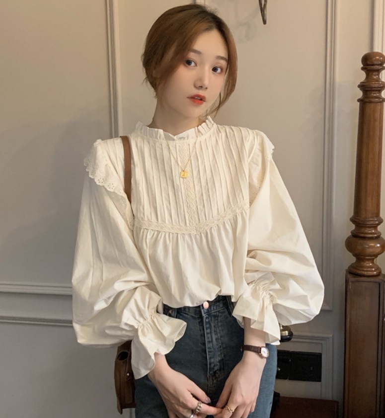 トップス デート モテアイテム シャツ ブラウス 長袖 コットン 可愛い きれいめ 上品 おしゃれ かっこいい 可愛い ラブリー キュート ガーリー クール モード系 セクシー エレガント