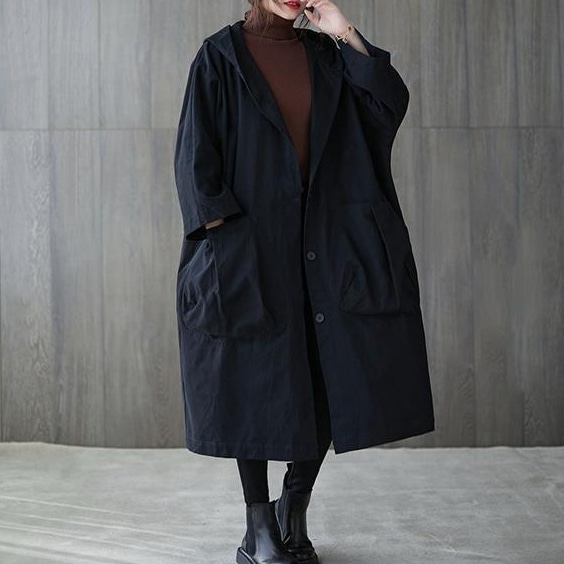 トレンチコート レディース ロングコート 秋 スプリングコート フード付き 秋服 長袖 オーバーサイズ コート カジュアル 無地 大きいサイズ