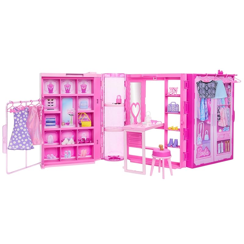 バービー(Barbie) バービー しゅうのうりょくばつぐん! おしゃれなピンクのドリームクローゼット ドール別売 バービー人形 きせかえ人形・ハウス ままごと・ごっこ遊び 3歳から ピンク HXD5