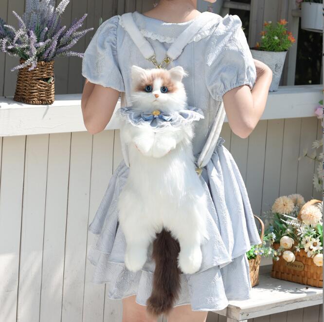猫バックパック リアルなリュックサック ぬいぐるみ 誕生日プレゼント　超可愛い　バッグストレス解消機能付き