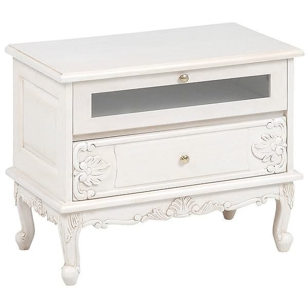 リビングボード/テレビ台 幅70cm：20型32型対応 木製 猫足 姫系 ホワイト ヴィオレッタシリーズ（白） 完成品