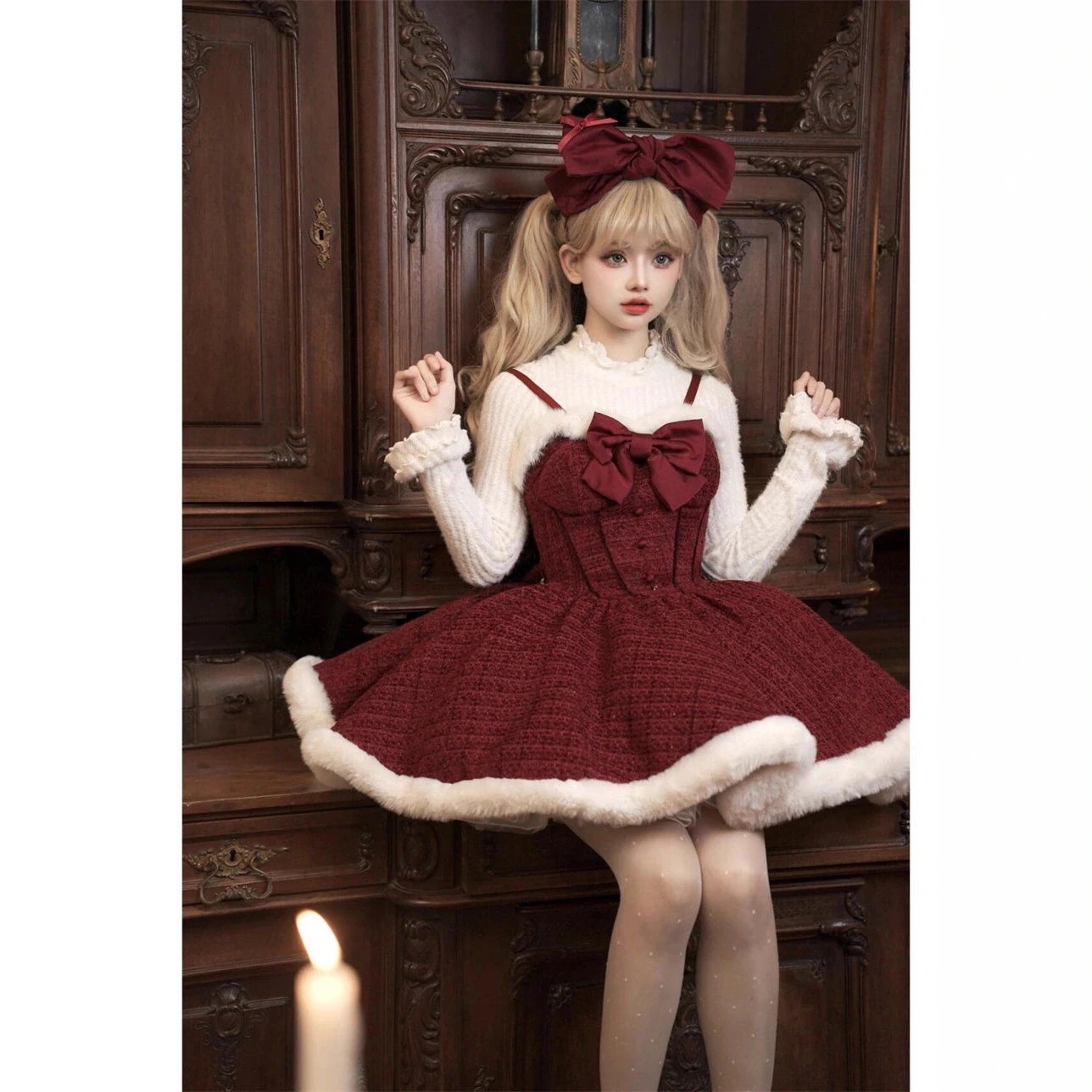 25大人気急速発送無料 フェミニン サンタマント 3点セット ワンピースクリスマス 服 デート 服