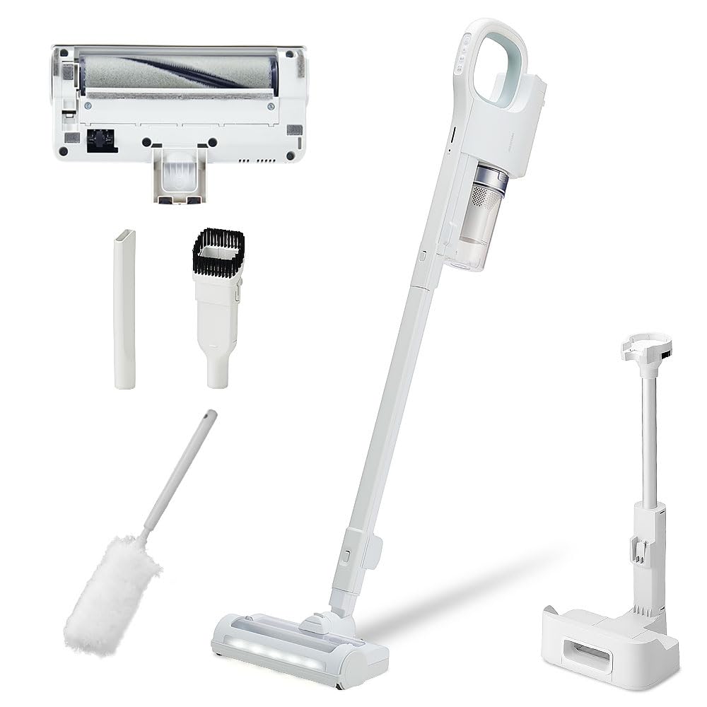 【当社最強の吸引力】アイリスオーヤマ 掃除機 コードレス スティッククリーナー サイクロン 吸引力 充電式 ハンディ 静電モップ daspo SCD-190P-W ホワイト