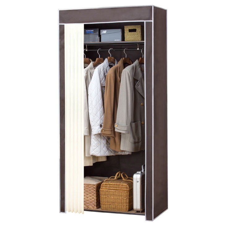 クローゼットハンガー ハンガーラック カバー付き 幅90cm 選べる2タイプ 上下棚タイプ 2段掛けタイプ 洋服 収納 洋服掛け 洋服ラック