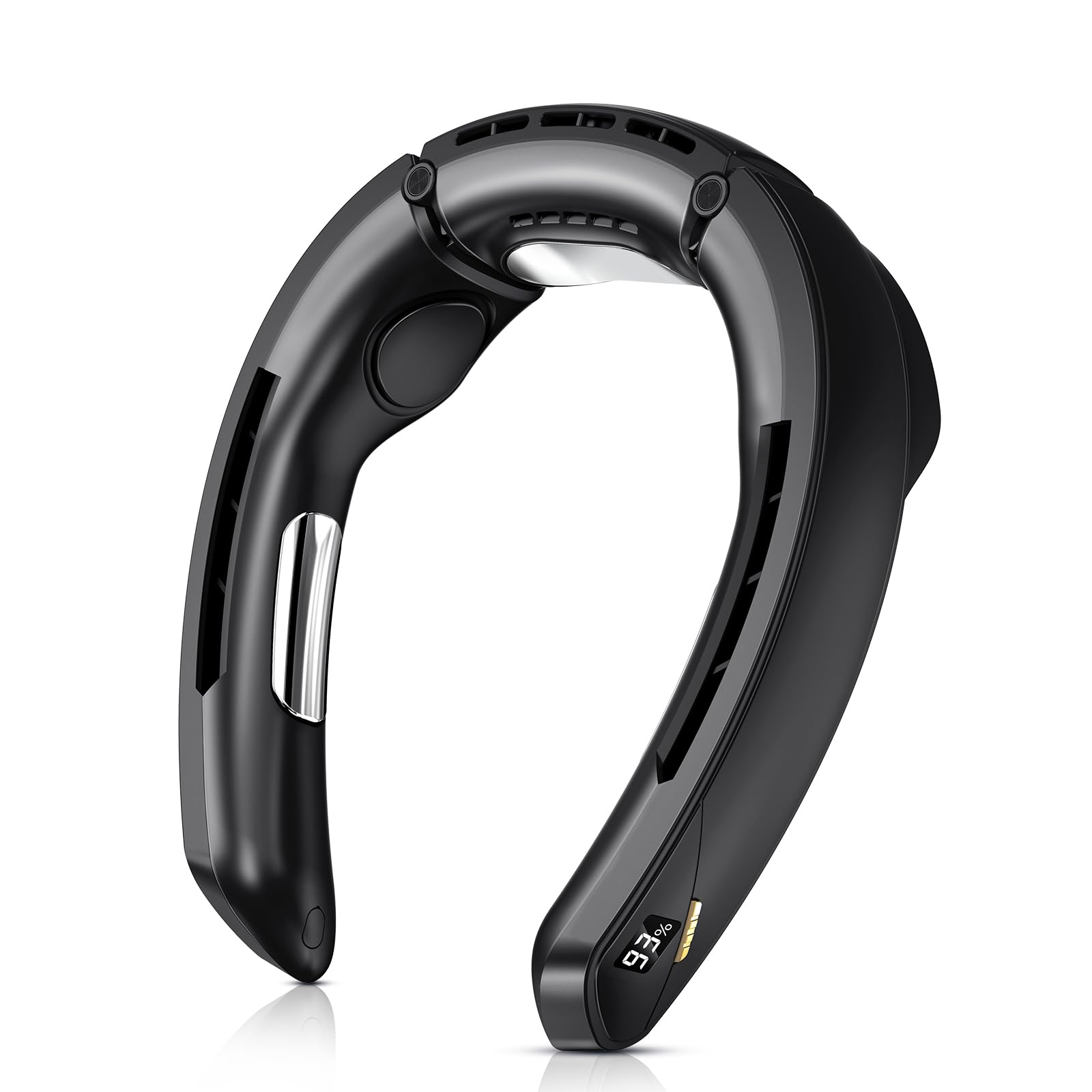 【瞬間冷却ネックファン 2025年夏新型】 首掛け扇風機 ネッククーラー 携帯扇風機 扇風機 羽なし 風量100段階調節 冷却プレート LEDディスプレイ表示 ネックファン 軽量設計 4000mAh大