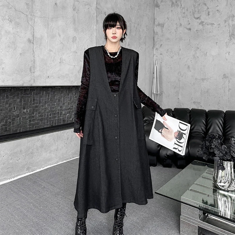 マストアイテム 新作 ファッションレディース 韓国版 ゆったり 大きいサイズ スリム ノースリーブワンピース デニムスカート ロングワンピース レディースワンピース